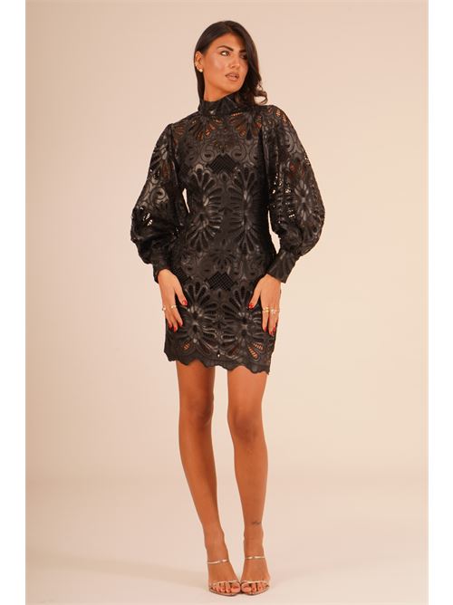 Abito in ecopelle e pizzo twins fantasy | T5012BLACK